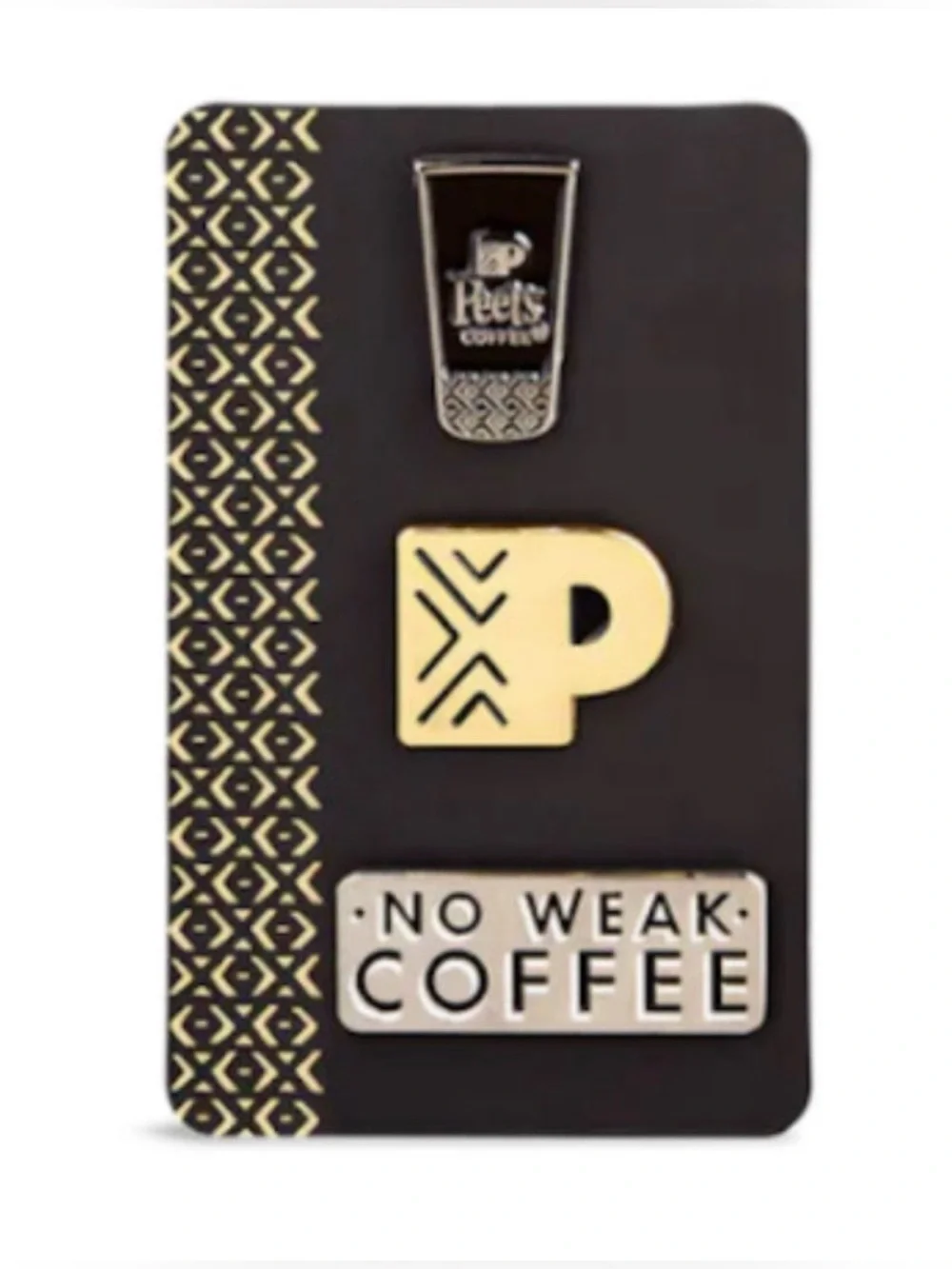 NWT Peets Coffee Enamel Pin Set “No Weak Coffee”